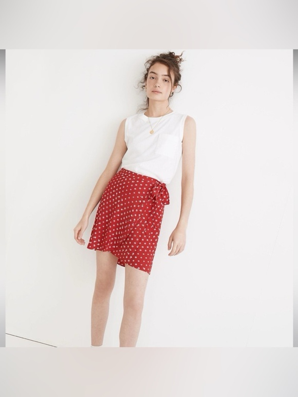 Madewell Bandana Flower Wrap Mini Skirt in Red .